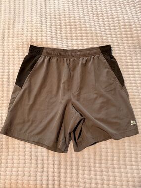 RBX Men's Gray Athletic Shorts with Black Panels